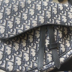 Christian Dior Shoulder Saddle Blue Oblique in Dark Blue and Light Blue